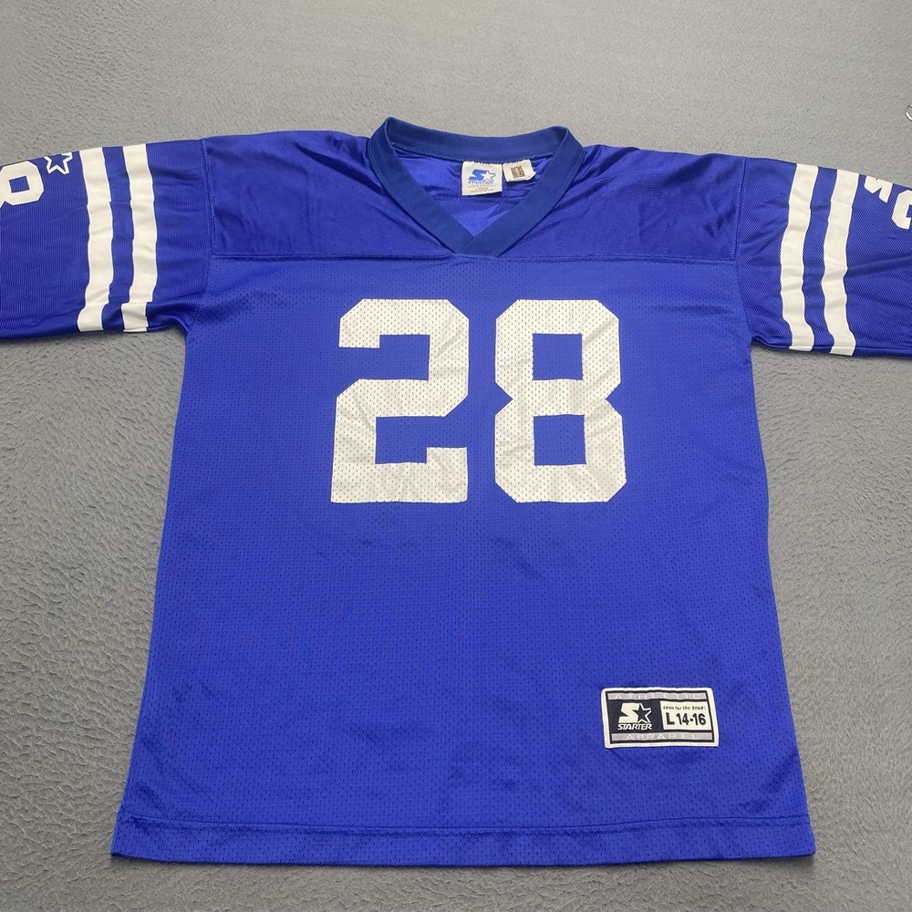 VTG Indianapolis Colts Jersey Boys Large Blue NFL Football Faulk 28 Starter 1998